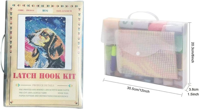 GLAECYY Latch Hook Kits Rug Crochet Yarn Kit Cushion Colour Pre-Printed Canvas Rug Needlework DIY Hook and Latch Kit (Star Dog) - Image 5